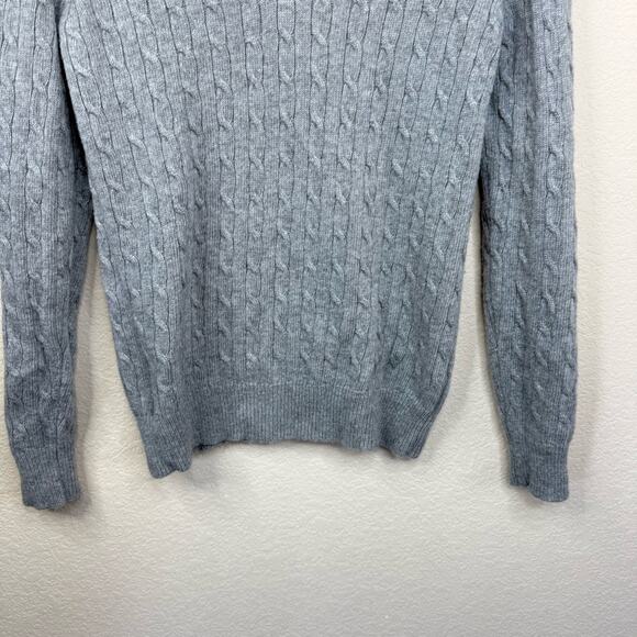 J.CREW Gray Cable Knit V-Neck  Career Casual Wool Blend Sweater Women’s Size M - Picture 6 of 11